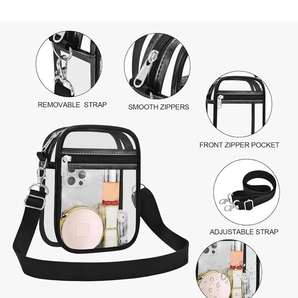 Transparent Crossbody Bag with Black Accents - Picture 2 of 4